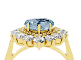 Yellow gold Heart Cut Aquamarine Floral Double Halo Engagement Ring with Prong Setting_64