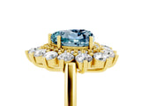 Yellow gold Heart Cut Aquamarine Floral Double Halo Engagement Ring with Prong Setting_65