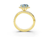 Yellow gold Heart Cut Aquamarine Halo Ring with Round Split Shank and Prong Setting_51