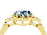 Yellow gold Heart Cut Aquamarine Halo Ring with Tapered Band and Four-Prong Setting_4