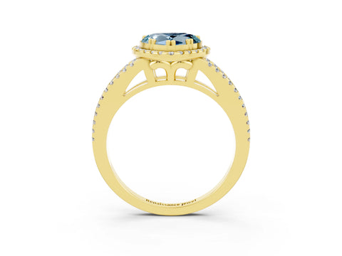 Yellow gold Heart Cut Aquamarine Halo Split Shank Engagement Ring_15