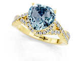 Yellow gold Heart Cut Aquamarine  Halo Twist Band Solitaire Prong Setting Ring_37
