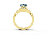 Yellow gold Heart Cut Aquamarine  Halo Twist Band Solitaire Prong Setting Ring_39