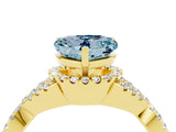 Yellow gold Heart Cut Aquamarine Halo Twist Band Solitaire Prong Setting Ring_4