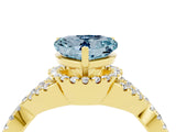 Yellow gold Heart Cut Aquamarine  Halo Twist Band Solitaire Prong Setting Ring_40