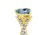 Yellow gold Heart Cut Aquamarine  Halo Twist Band Solitaire Prong Setting Ring_41