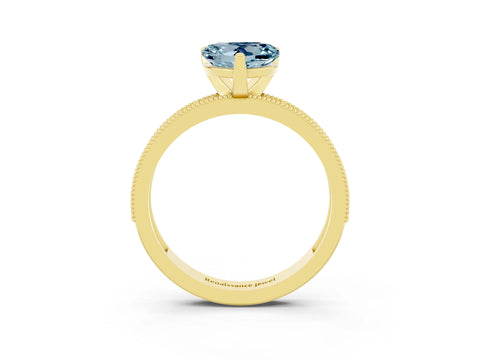 Yellow gold Heart Cut Aquamarine Milgrain Pavé Engagement Ring with Four-Prong Setting_15