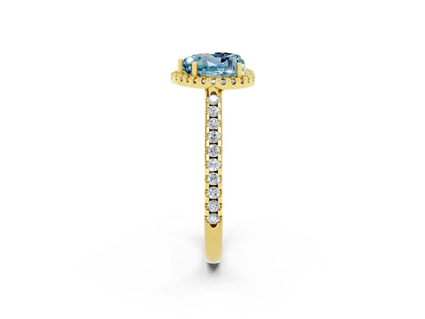 Yellow gold Heart Cut Aquamarine Pavé Halo Ring with Four-Prong Setting_14