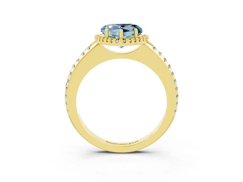 Yellow gold Heart Cut Aquamarine Pavé Halo Ring with Four-Prong Setting_15