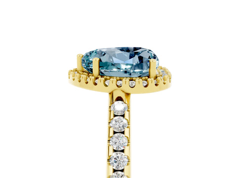 Yellow gold Heart Cut Aquamarine Pavé Halo Ring with Four-Prong Setting_17