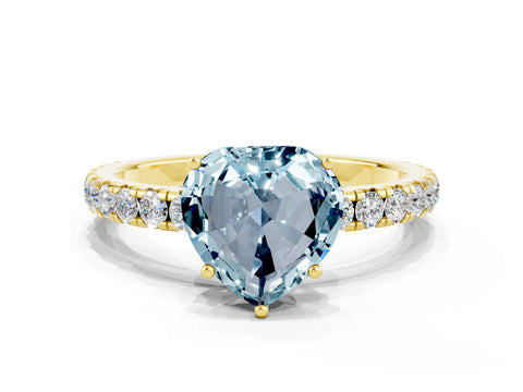 Yellow gold Heart Cut Aquamarine Pavé Solitaire Engagement Ring with Four-Prong Setting_12