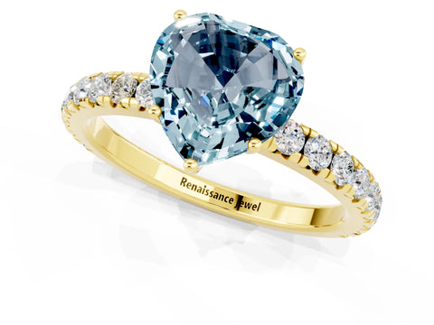 Yellow gold Heart Cut Aquamarine Pavé Solitaire Engagement Ring with Four-Prong Setting_13