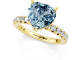 Yellow gold Heart Cut Aquamarine Pavé Solitaire Ring with Round Band and Prong Setting_25