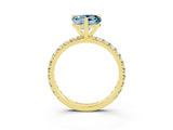 Yellow gold Heart Cut Aquamarine Pavé Solitaire Ring with Round Band and Prong Setting_27