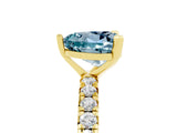 Yellow gold Heart Cut Aquamarine Pavé Solitaire Ring with Round Band and Prong Setting_29