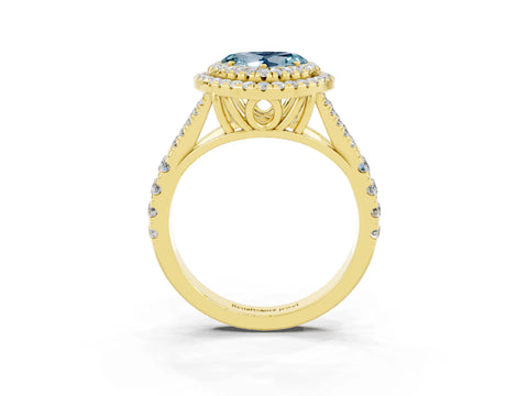 Yellow gold Heart Cut Aquamarine Pavé Split Shank Double Halo Engagement Ring_3
