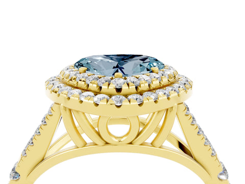Yellow gold Heart Cut Aquamarine Pavé Split Shank Double Halo Engagement Ring_4