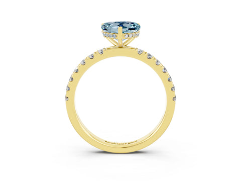 Yellow gold Heart Cut Aquamarine Pave Band Solitaire Ring with Four-Prong Setting_27