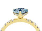 Yellow gold Heart Cut Aquamarine Pave Band Solitaire Ring with Four-Prong Setting_28