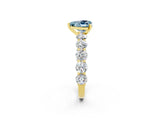 Yellow gold Heart Cut Aquamarine Prong Setting with Side Stones on a Pave Band_2