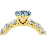 Yellow gold Heart Cut Aquamarine Prong Setting with Side Stones on a Pave Band_4