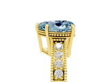 Yellow gold Heart Cut Aquamarine Ring with Milgrain Pavé Band and Four-Prong Setting_17