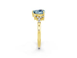 Yellow gold Heart Cut Aquamarine Ring with Side Stones and Four-Prong Setting_38