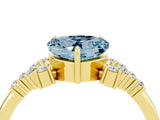 Yellow gold Heart Cut Aquamarine Ring with Side Stones and Four-Prong Setting_40