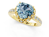 Yellow gold Heart Cut Aquamarine Scalloped Halo Engagement Ring with Round Shared Prong Band_25