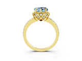 Yellow gold Heart Cut Aquamarine Scalloped Halo Engagement Ring with Round Shared Prong Band_27
