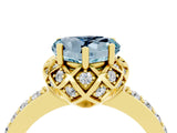 Yellow gold Heart Cut Aquamarine Scalloped Halo Engagement Ring with Round Shared Prong Band_28