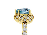 Yellow gold Heart Cut Aquamarine Scalloped Halo Engagement Ring with Round Shared Prong Band_29