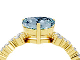 Yellow gold Heart Cut Aquamarine Scattered Round Accent Ring with Prong Setting_16