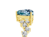 Yellow gold Heart Cut Aquamarine Scattered Round Accent Ring with Prong Setting_17