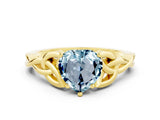 Yellow gold Heart Cut Aquamarine Solitaire Celtic Knot Ring with Four-Prong Setting_12