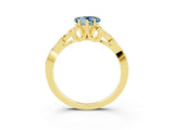 Yellow gold Heart Cut Aquamarine Solitaire Celtic Knot Ring with Four-Prong Setting_15