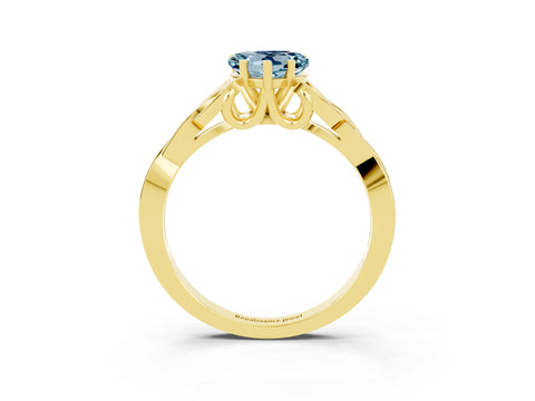 Yellow gold Heart Cut Aquamarine Solitaire Celtic Knot Ring with Four-Prong Setting_15