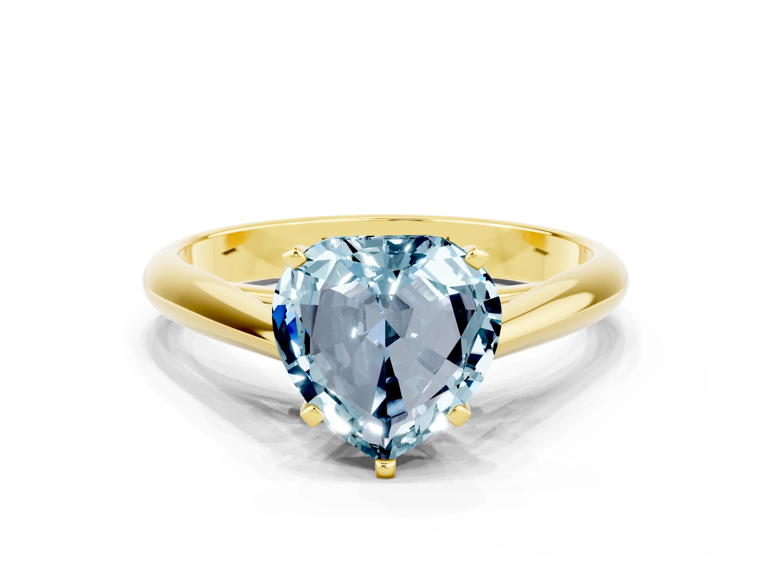 Yellow gold Heart Cut Aquamarine Solitaire Engagement Ring with Cathedral Setting and Four-Prong Mount_12