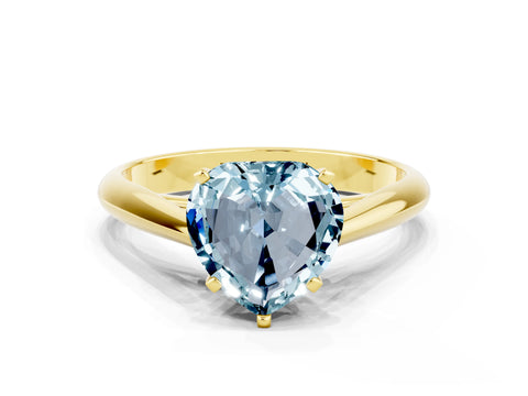 Yellow gold Heart Cut Aquamarine Solitaire Engagement Ring with Cathedral Setting and Four-Prong Mount_12