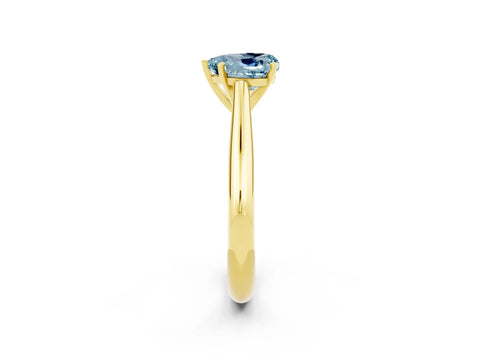 Yellow gold Heart Cut Aquamarine Solitaire Engagement Ring with Cathedral Setting and Four-Prong Mount_14