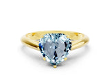 Yellow gold Heart Cut Aquamarine Solitaire Engagement Ring with Cathedral Setting and Four-Prong Mount_30