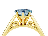 Yellow gold Heart Cut Aquamarine Solitaire Engagement Ring with Cathedral Setting and Four-Prong Mount_34