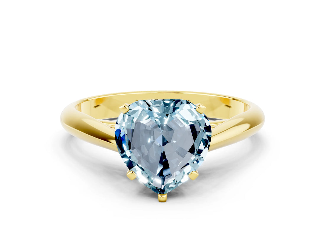 Yellow gold Heart Cut Aquamarine Solitaire Engagement Ring with Cathedral Setting and Four-Prong Mount_66