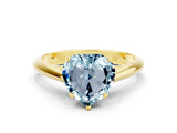 Yellow gold Heart Cut Aquamarine Solitaire Engagement Ring with Cathedral Setting and Four-Prong Mount_66