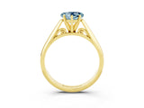 Yellow gold Heart Cut Aquamarine Solitaire Engagement Ring with Cathedral Setting and Four-Prong Mount_69