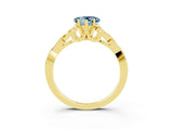 Yellow gold Heart Cut Aquamarine Solitaire Engagement Ring with Celtic Knot Band and Four-Prong Setting_3