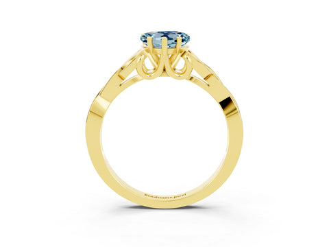 Yellow gold Heart Cut Aquamarine Solitaire Engagement Ring with Celtic Knot Band and Four-Prong Setting_3