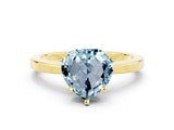 Yellow gold Heart Cut Aquamarine Solitaire Engagement Ring with Classic Band and Four-Prong Setting_24