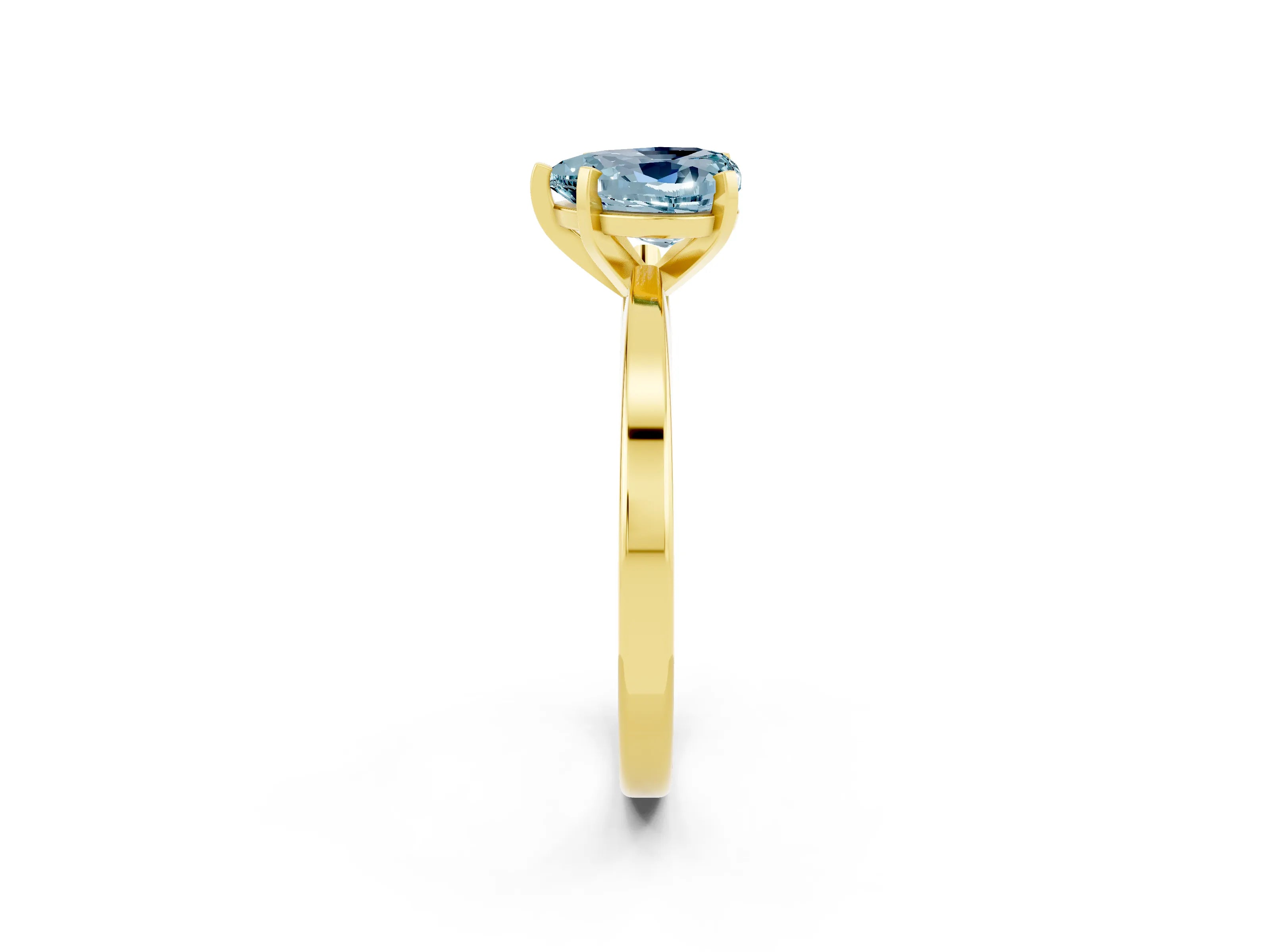 Yellow gold Heart Cut Aquamarine Solitaire Engagement Ring with Classic Band and Four-Prong Setting_26