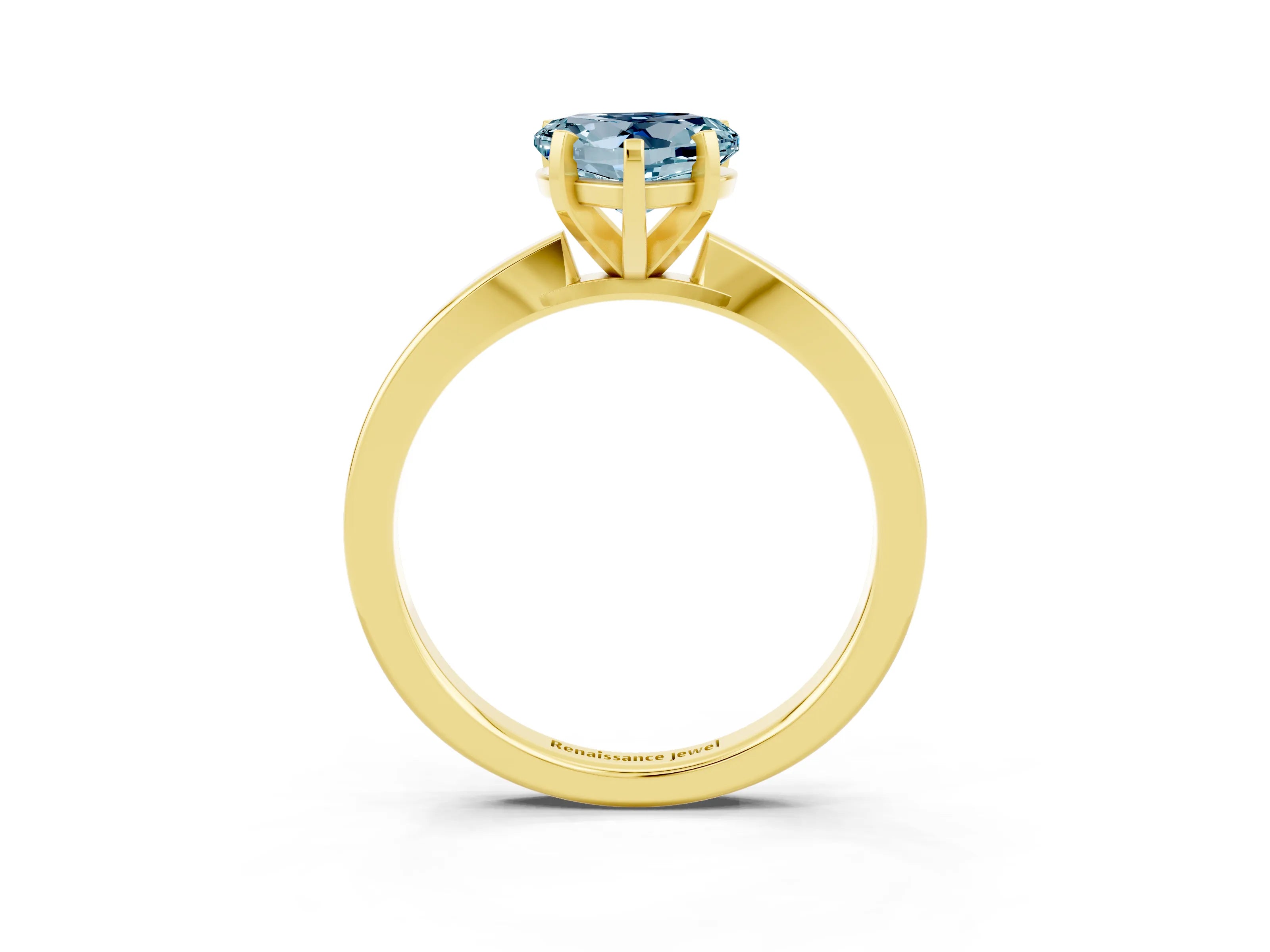 Yellow gold Heart Cut Aquamarine Solitaire Engagement Ring with Classic Band and Four-Prong Setting_27